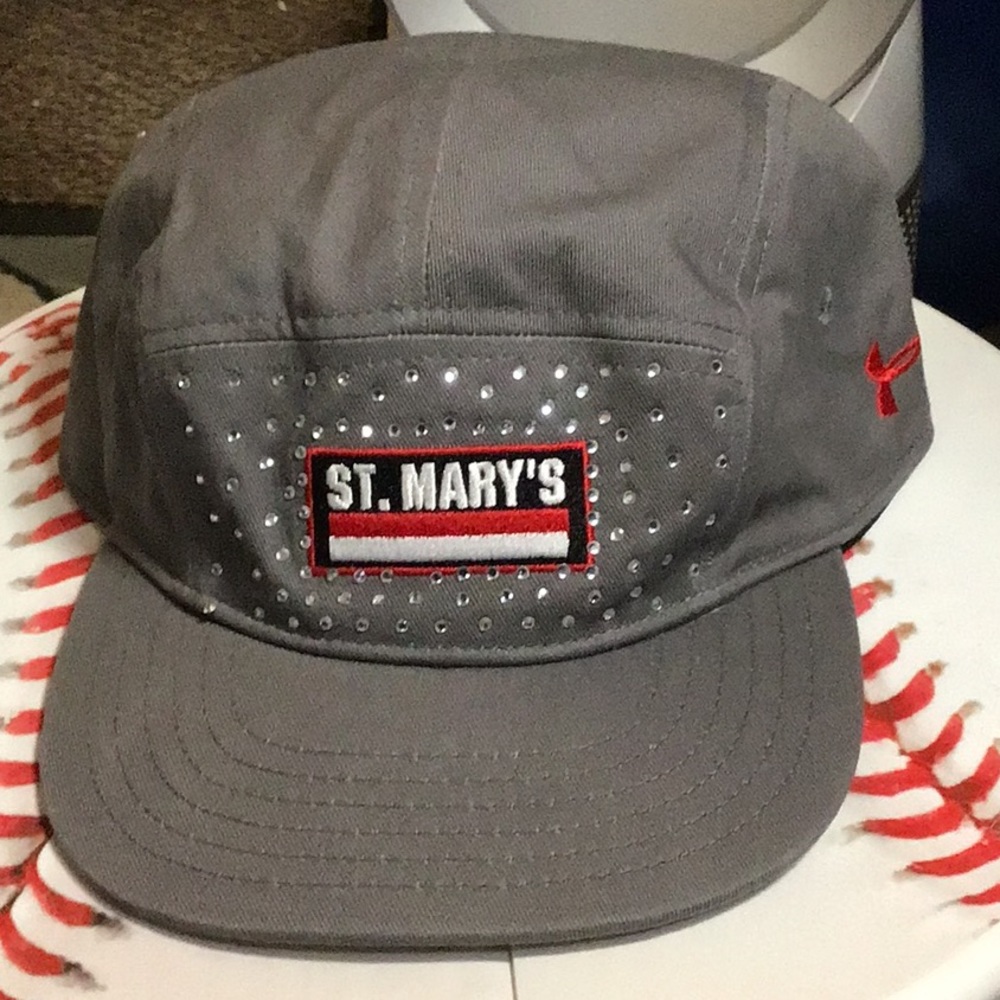 St. Mary’s Under Armour 5 Panel Rhinestone Gray Adjustable Hat Cap